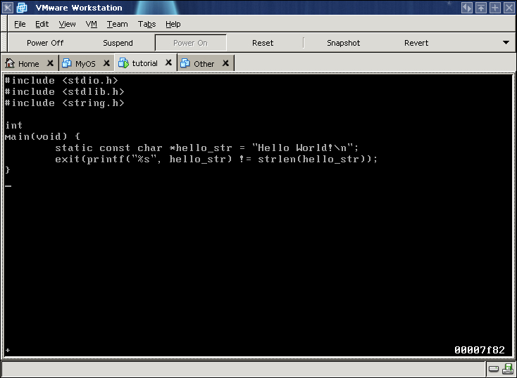 type in hello world